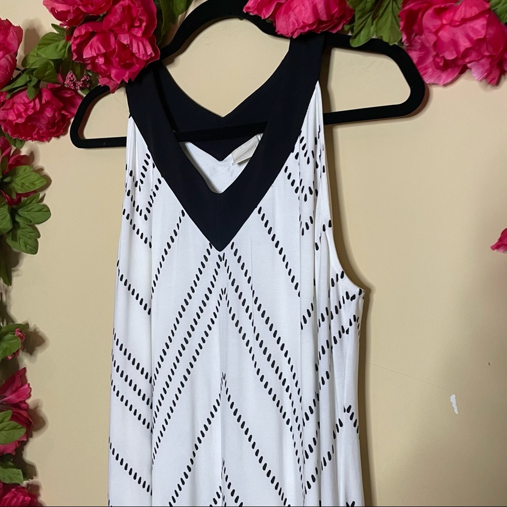 Chico’s Graphic Diamond Greta Maxi Dress Black & White Size L/12 - Picture 2 of 16